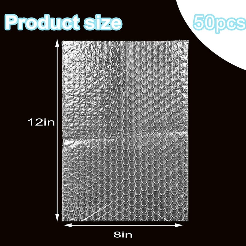 HANDRERLEE 50Pcs 8'' X12'' Bubble Pouches Wrap, Clear Bubble Out Bags for Shipping,Double Walled Cushioning Bags for Moving,Packing and Extra Protecting Fragile Item - Image 2